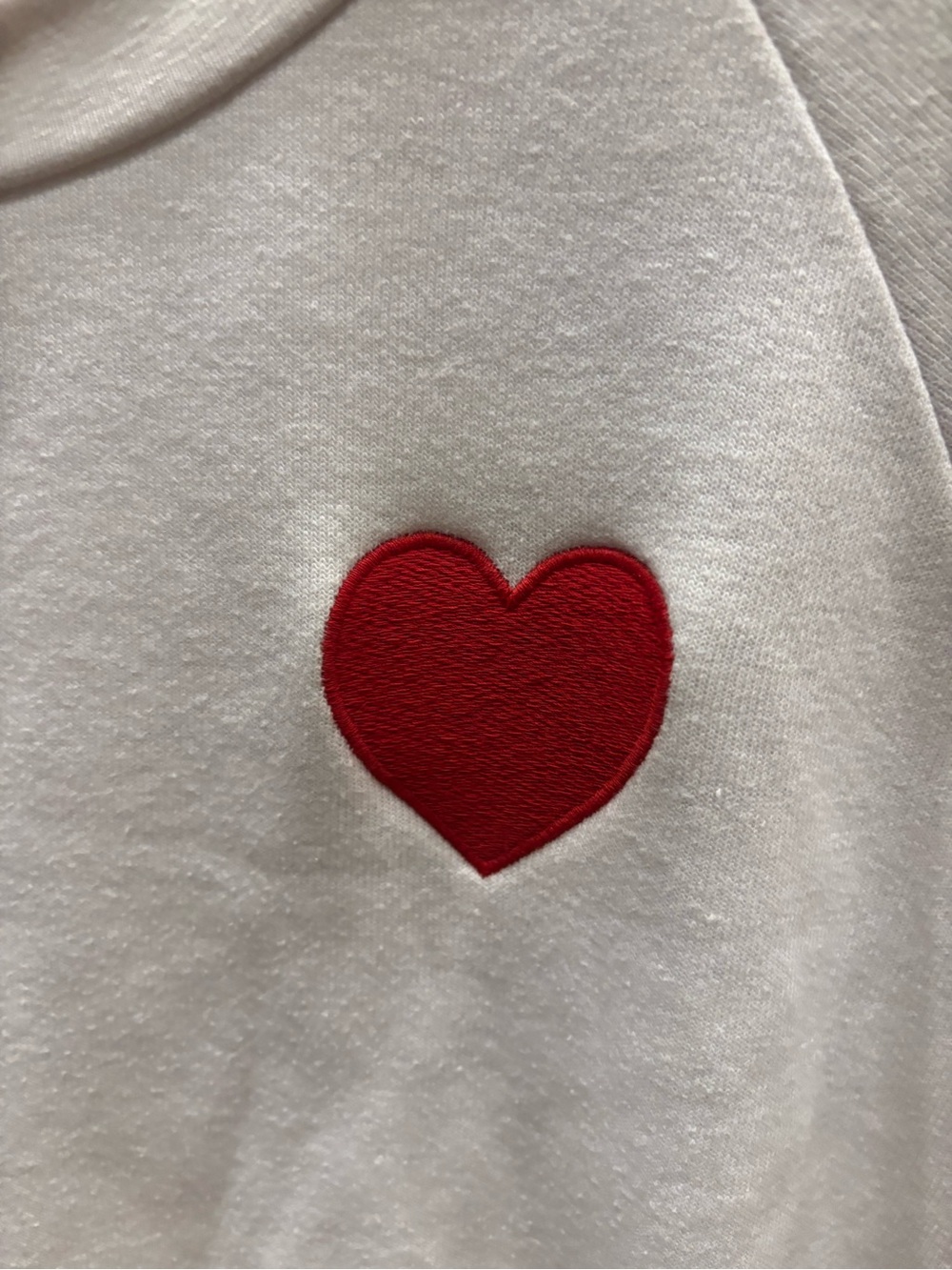 Aviator Nation White Cropped Crewneck with Red Heart Patch - Picture 3 of 7